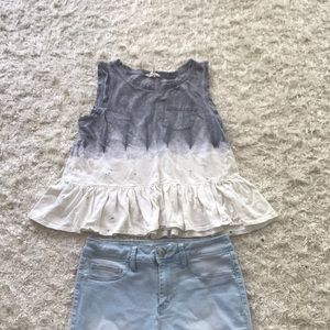 Ombré peplum sleeveless shirt